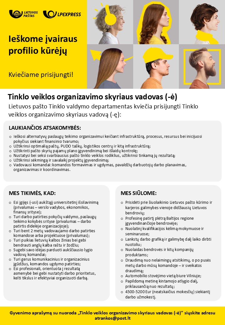 Tinklo veiklos organizavimo Skyriaus vadovas (-ė)